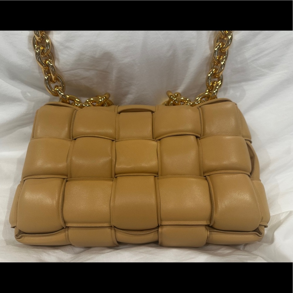 Bottega Veneta Padded Cassette Shoulder Bag in Beige with Gold Chain - Picture 9 of 14